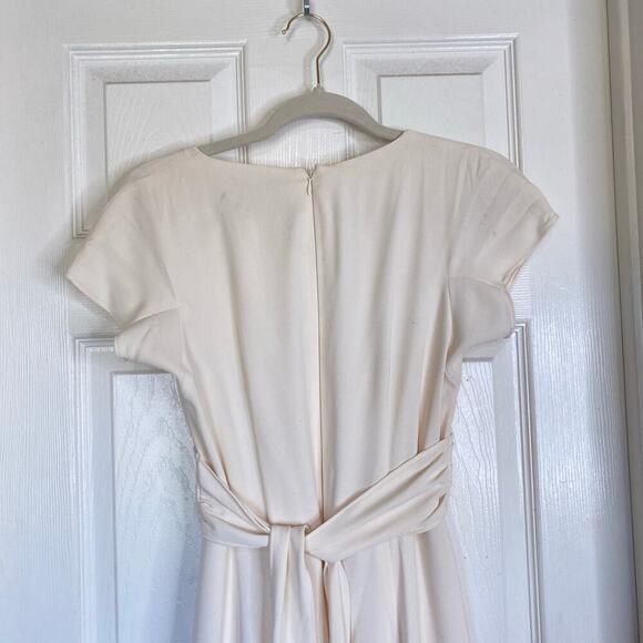 GAL MEETS GLAM Delaney Cream Crossover Wrap Bodice Jumpsuit Size 0 Bridal - Picture 6 of 11